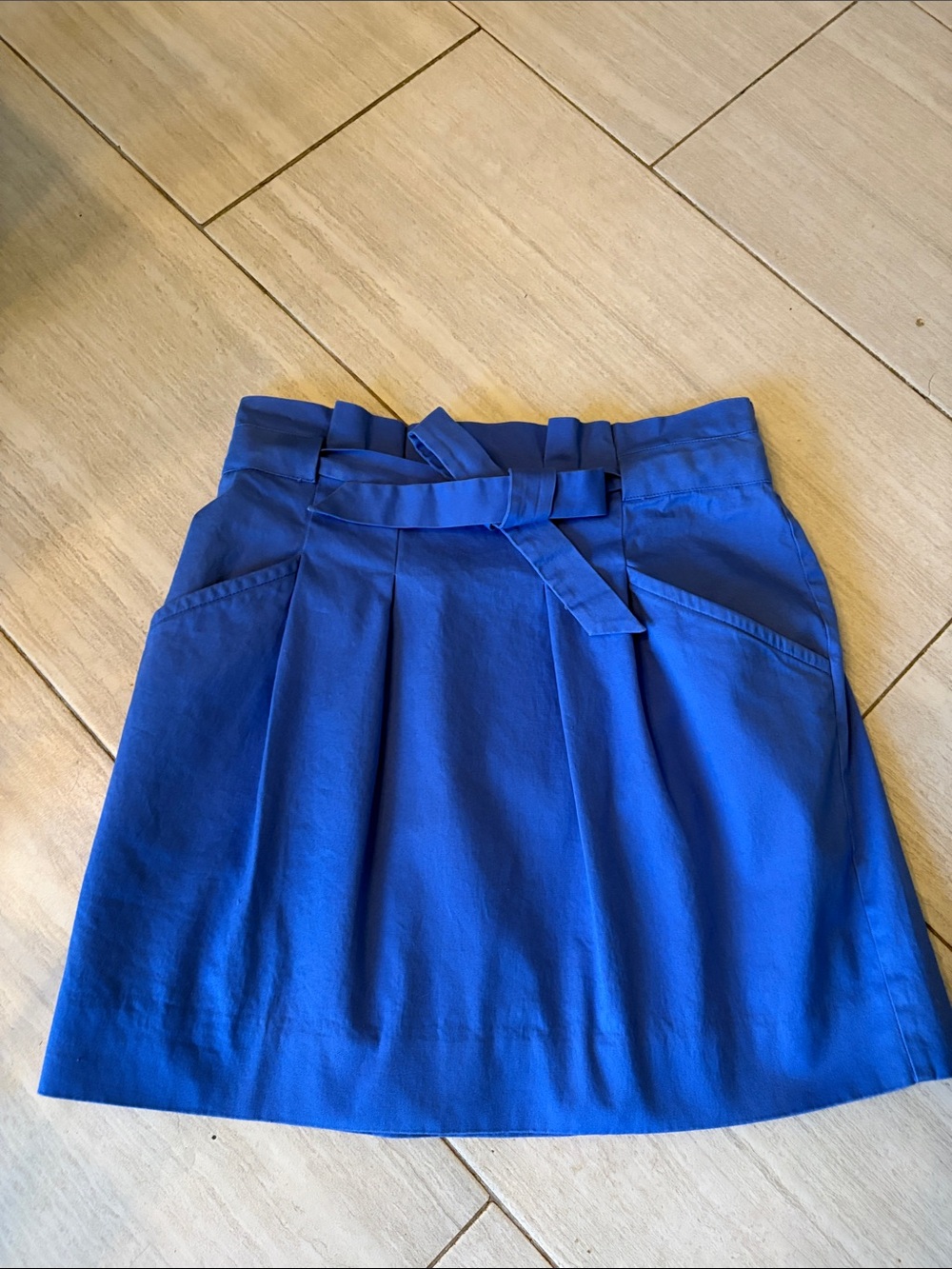 BCBGMaxAzria Cobalt Blue High-Waist Bow-Detail Mini Skirt